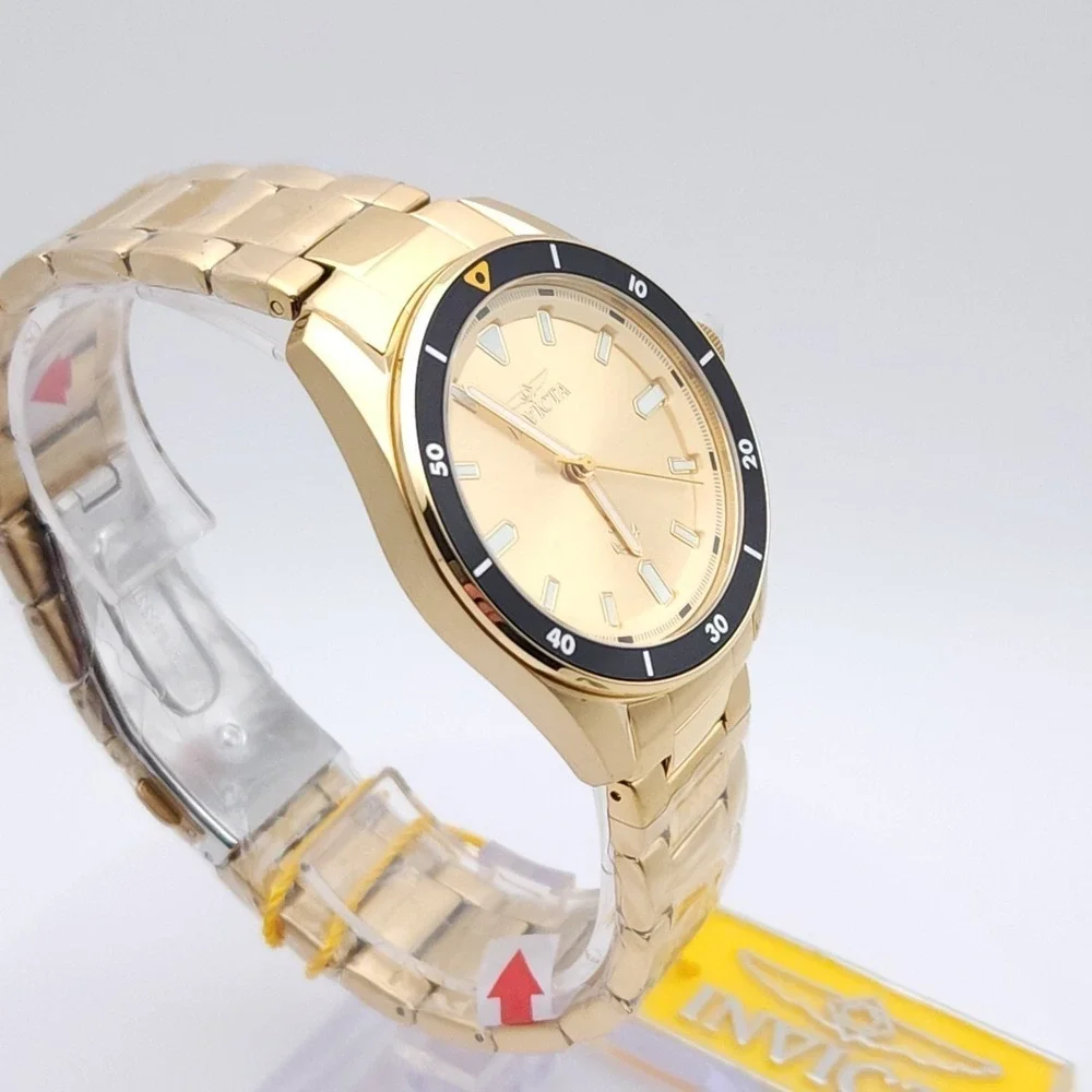 Invicta Ocean Voyage Men's Watch Gold Dial Black Bezel 39mm Steel‎ New